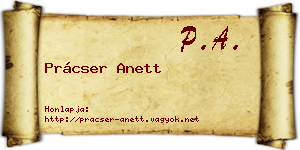 Prácser Anett névjegykártya